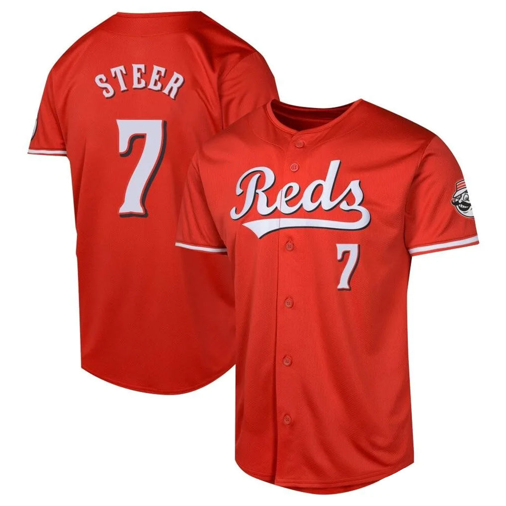 Friene C.Reds #7 Spencer Steer Player Red 2026 City Connect Limited Home Stitched Jerseys
