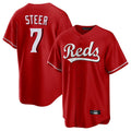Friene C.Reds #7 Spencer Steer Player Red Home Game Stitched Jerseys
