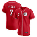 Friene C.Reds #7 Spencer Steer Player Red Limited Elite Home Game Stitched Jerseys