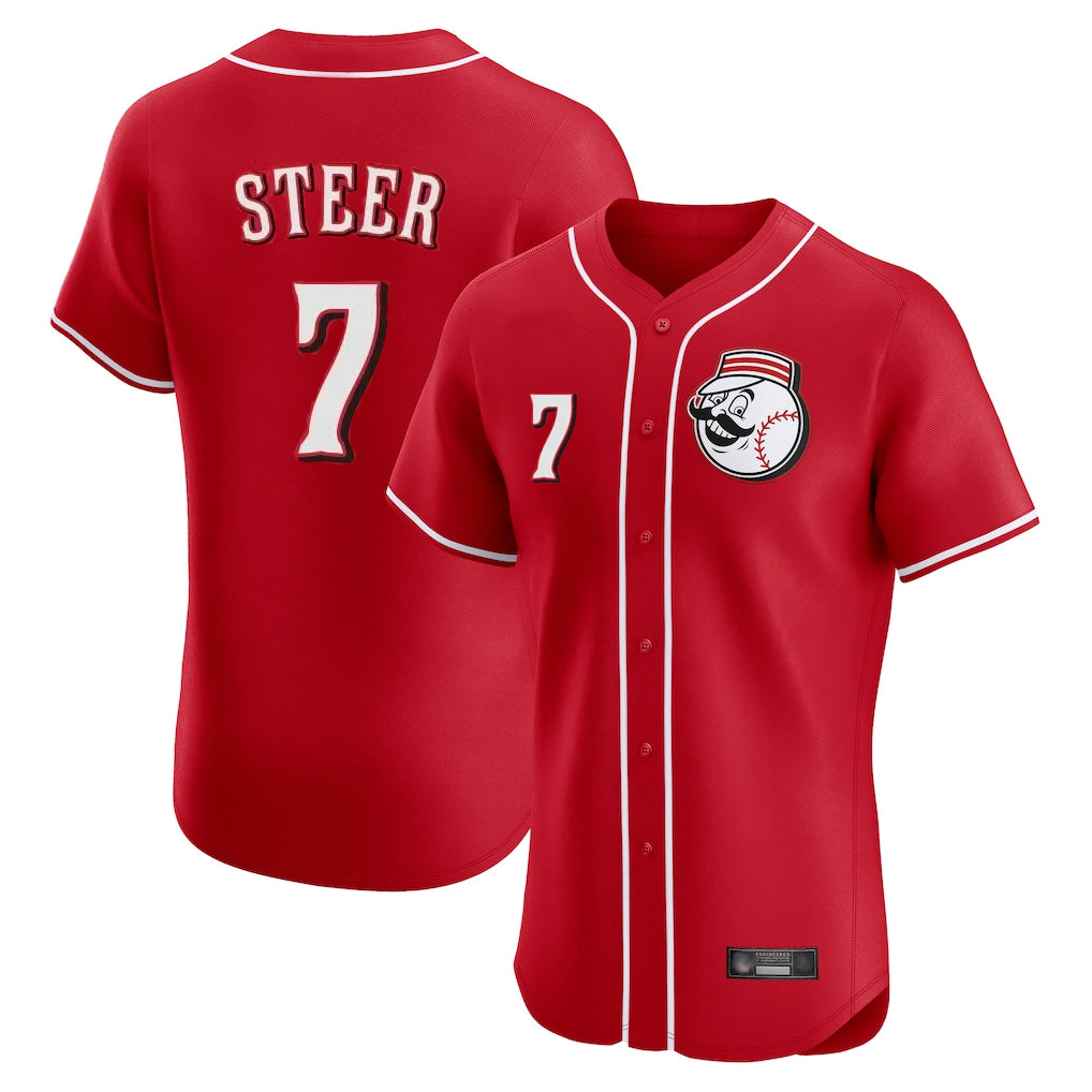 Friene C.Reds #7 Spencer Steer Player Red Limited Elite Home Game Stitched Jerseys