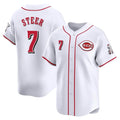 Friene C.Reds #7 Spencer Steer Player White Home Limited Stitched Jerseys
