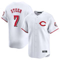 Friene C.Reds #7 Spencer Steer Player White Limited Home Stitched Jerseys