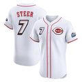 Friene C.Reds #7 Spencer Steer Player White Speedway Classic Limited Elite Home Stitched Jerseys