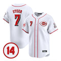 Friene C.Reds #7 Spencer Steer Player White Vapor Premier Limited Home Stitched Jerseys