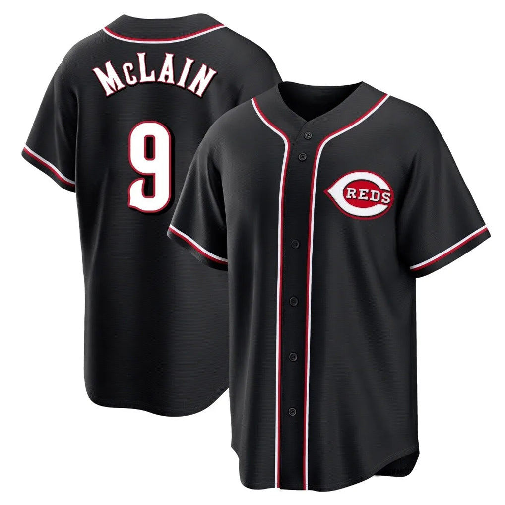 Friene C.Reds #9 Matt McLain Player Black Fashion Out Home Game Stitched Jerseys