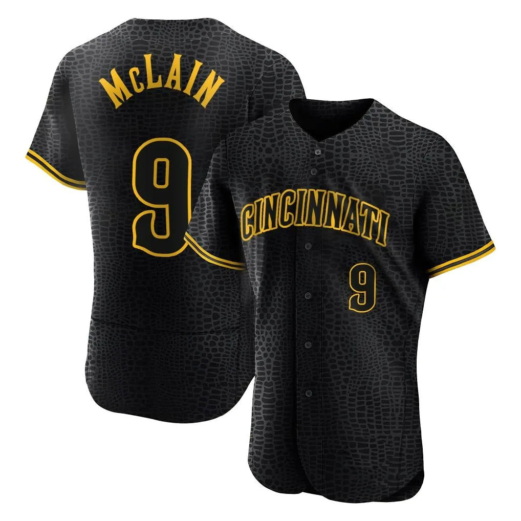 Friene C.Reds #9 Matt McLain Player Black Snake Skin City Limited Elite Home Stitched Jerseys