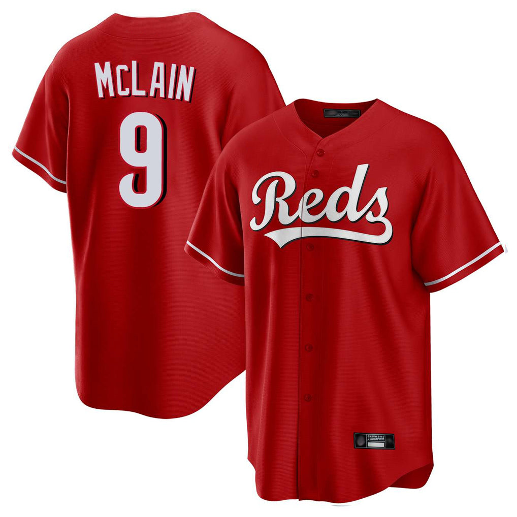 Friene C.Reds #9 Matt McLain Player Red Home Game Stitched Jerseys