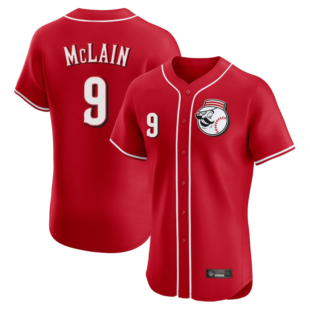 Friene C.Reds #9 Matt McLain Player Red Limited Elite Home Game Stitched Jerseys
