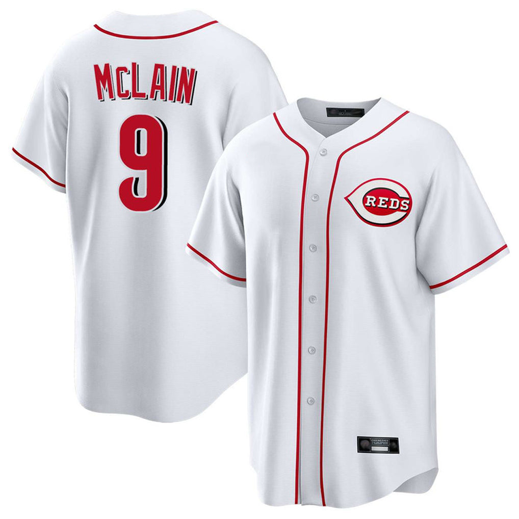 Friene C.Reds #9 Matt McLain Player White Game Home Stitched Jerseys