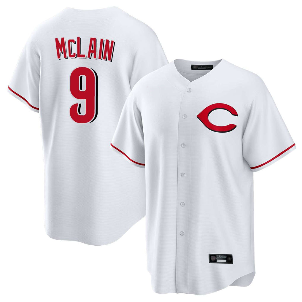 Friene C.Reds #9 Matt McLain Player White Home Game Stitched Jerseys