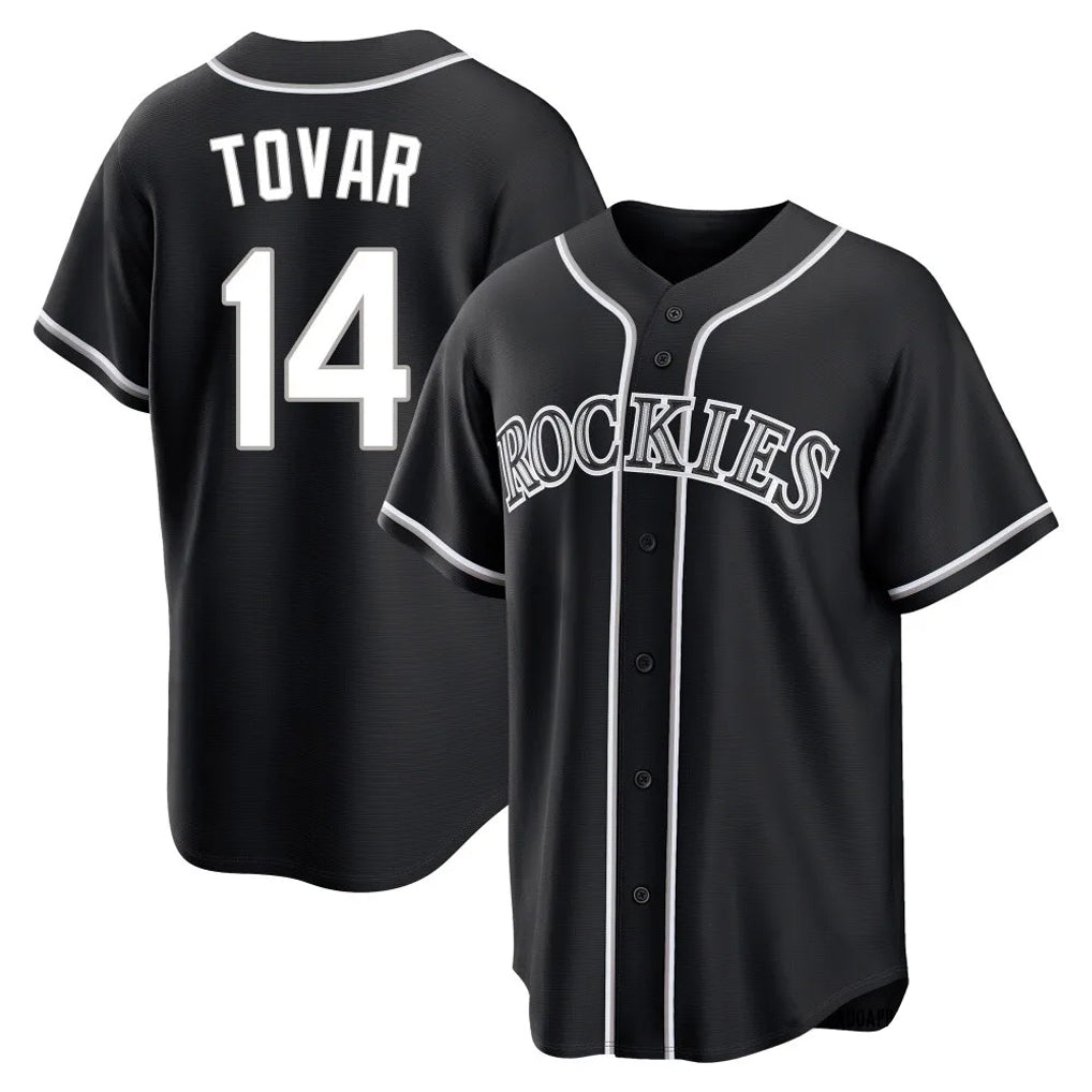 Friene  C.Rockies  #14 Ezequiel Tovar Player Black Fashion Out Home Game Stitched Jerseys