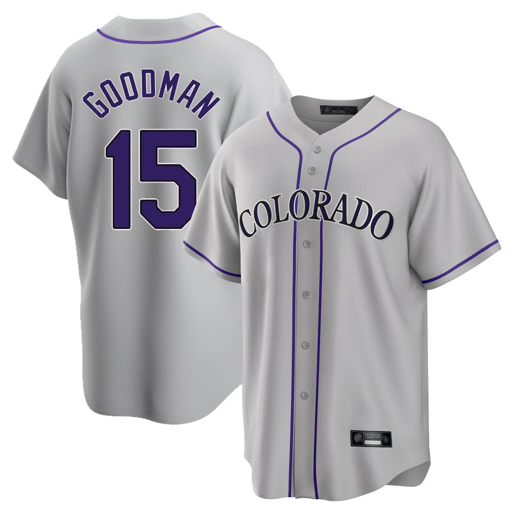 Friene  C.Rockies #15 Hunter Goodman Player Gray Game Home Stitched Jerseys