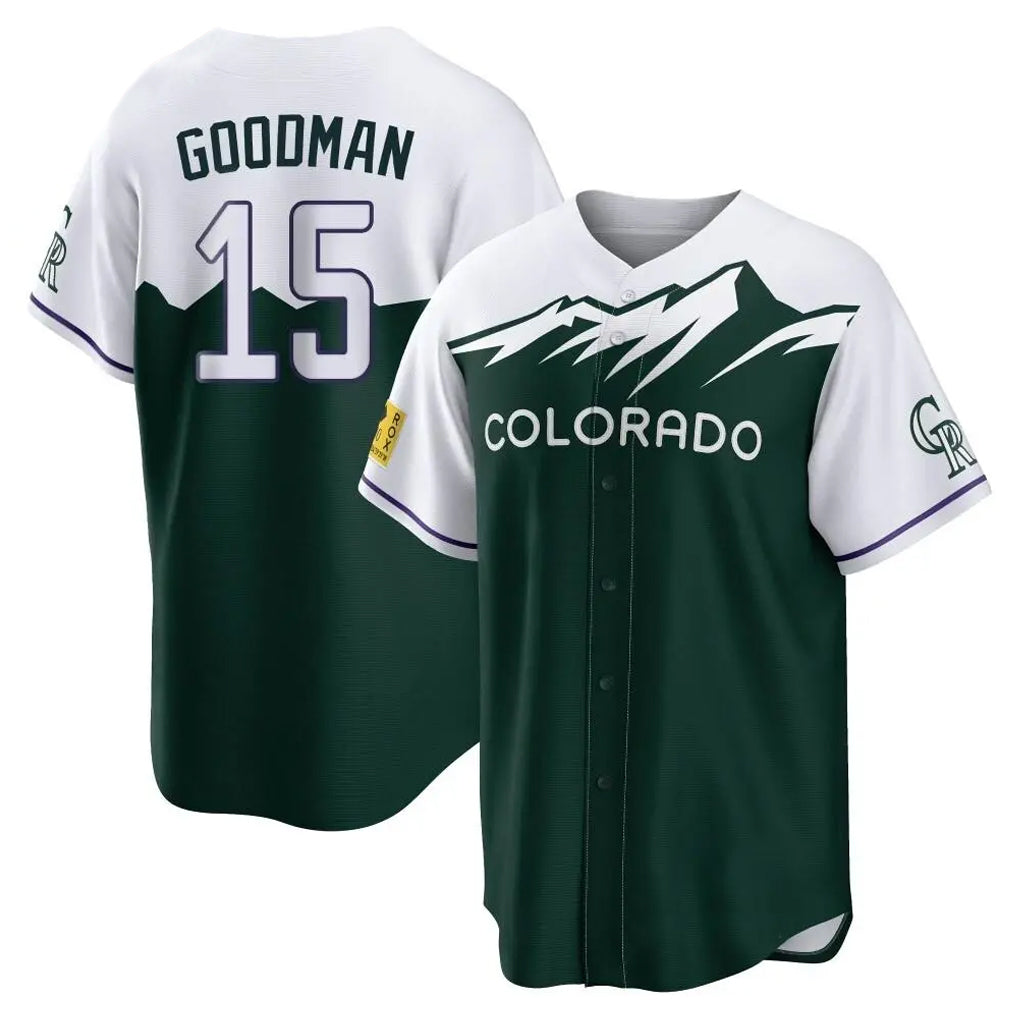 Friene  C.Rockies #15 Hunter Goodman Player Green City Connect Home Game Stitched Jerseys