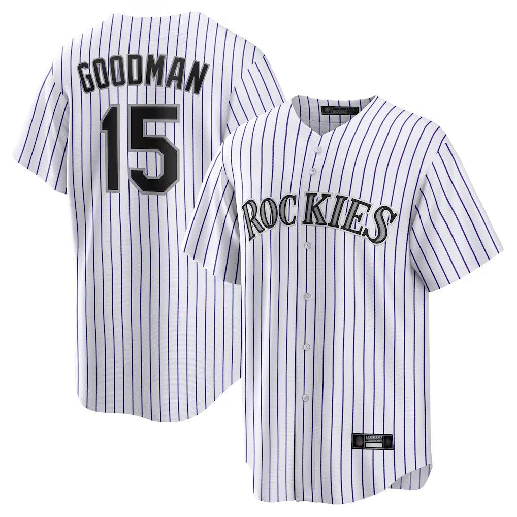 Friene C.Rockies #15 Hunter Goodman Player White Game Home Stitched Jerseys