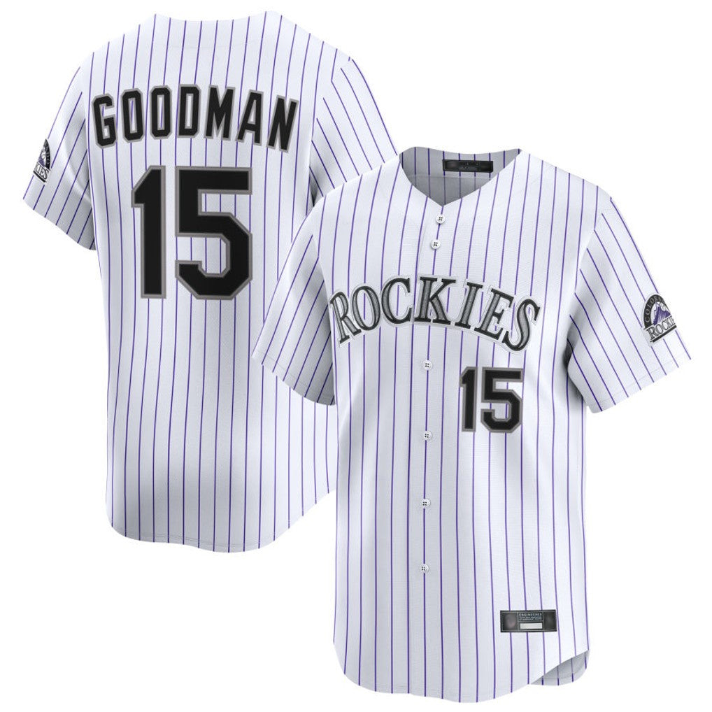 Friene  C.Rockies #15 Hunter Goodman Player White Limited Home Stitched Jerseys