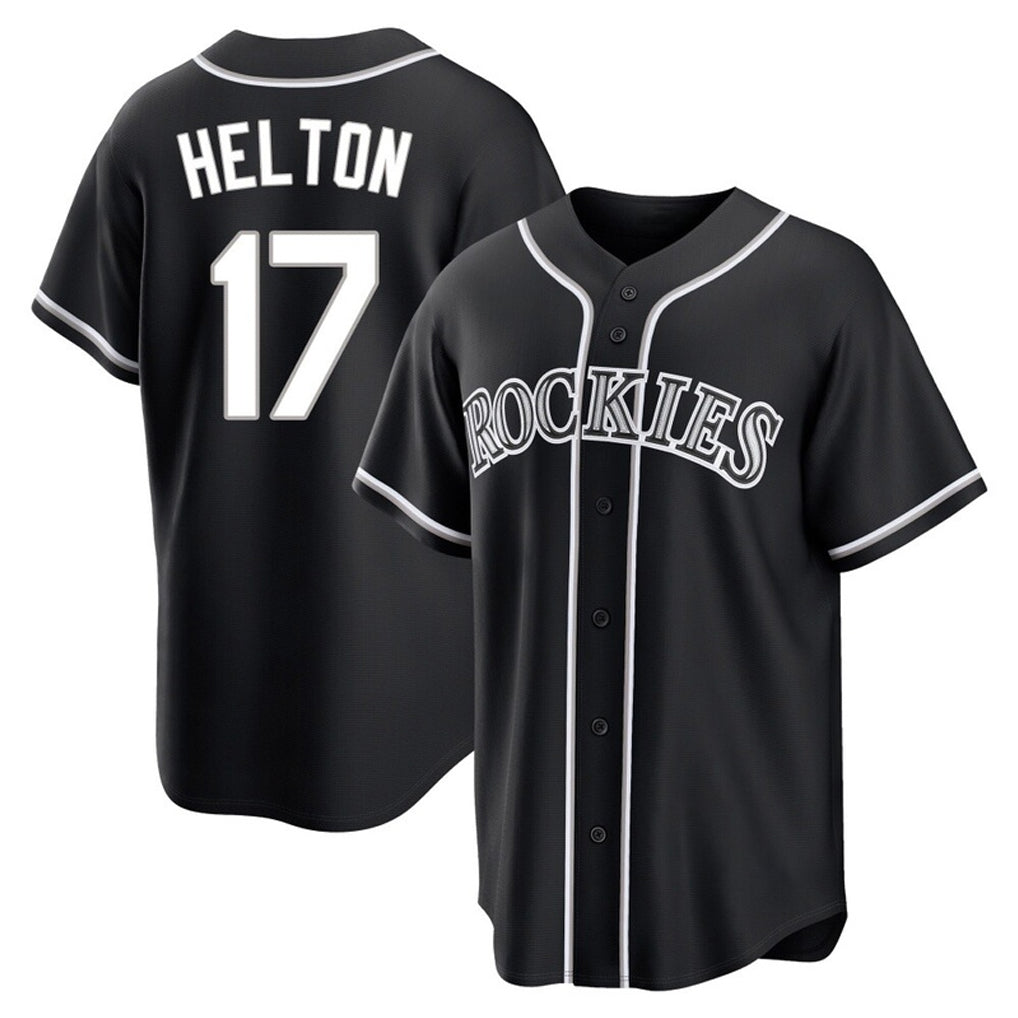 Friene  C.Rockies #17 Todd Helton Player Black Fashion Out Home Game Stitched Jerseys
