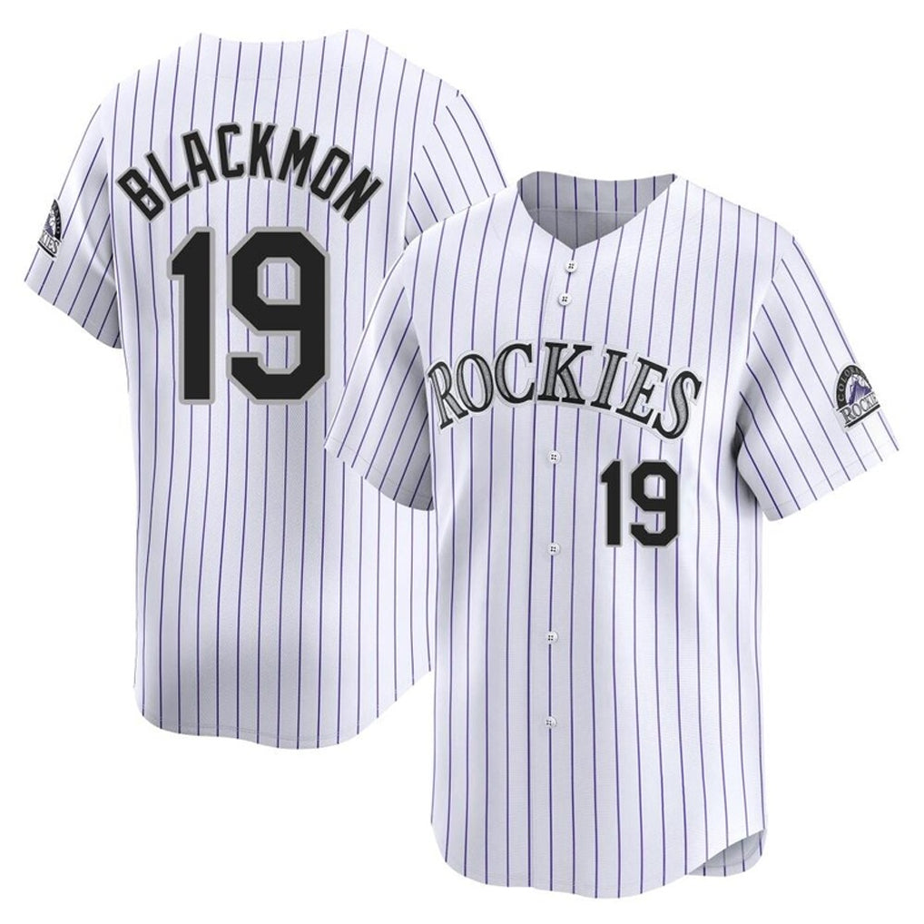 Friene  C.Rockies #19 Charlie Blackmon Player White Limited Elite Home Stitched Jerseys