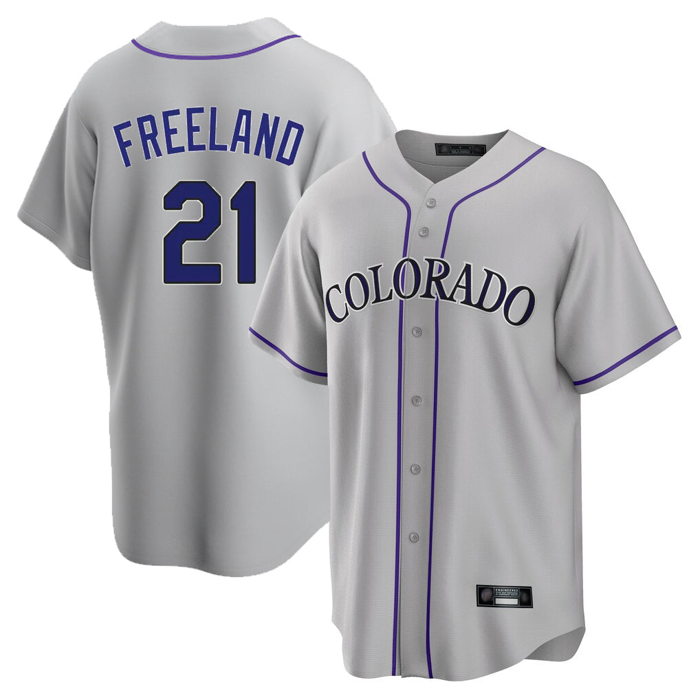 Friene  C.Rockies #21 Kyle Freeland Player Gray Game Home Stitched Jerseys