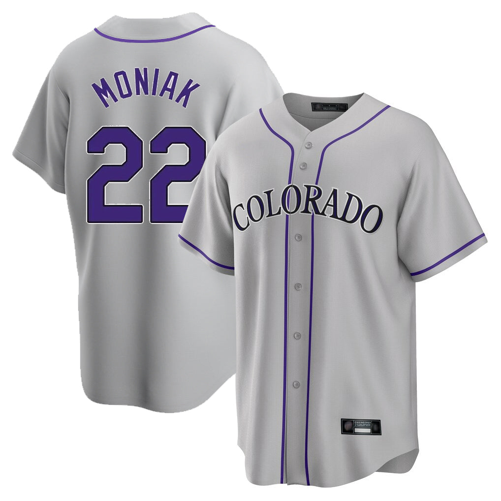 Friene  C.Rockies #22 Mickey Moniak Player Gray Game Home Stitched Jerseys