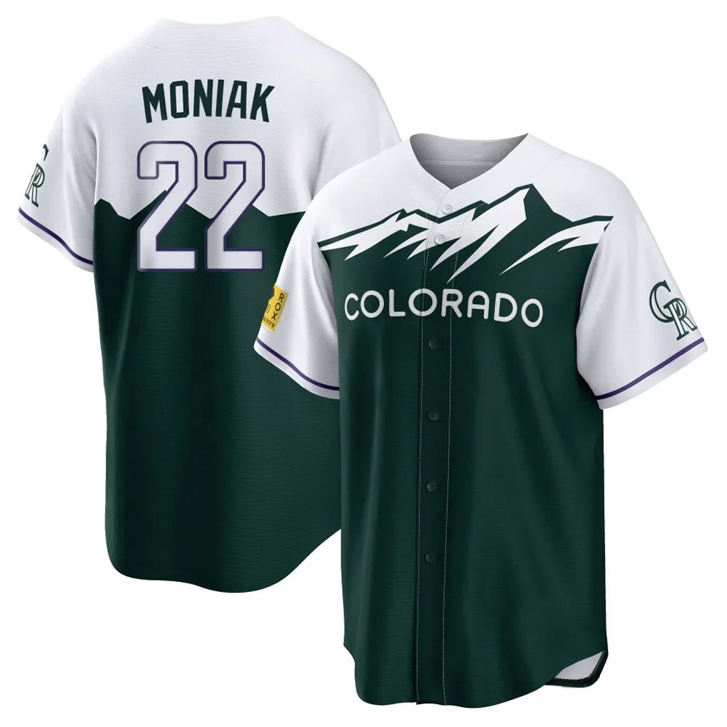 Friene  C.Rockies #22 Mickey Moniak Player Green City Connect Home Game Stitched Jerseys
