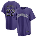 Friene  C.Rockies #22 Mickey Moniak Player Purple Game Home Stitched Jerseys