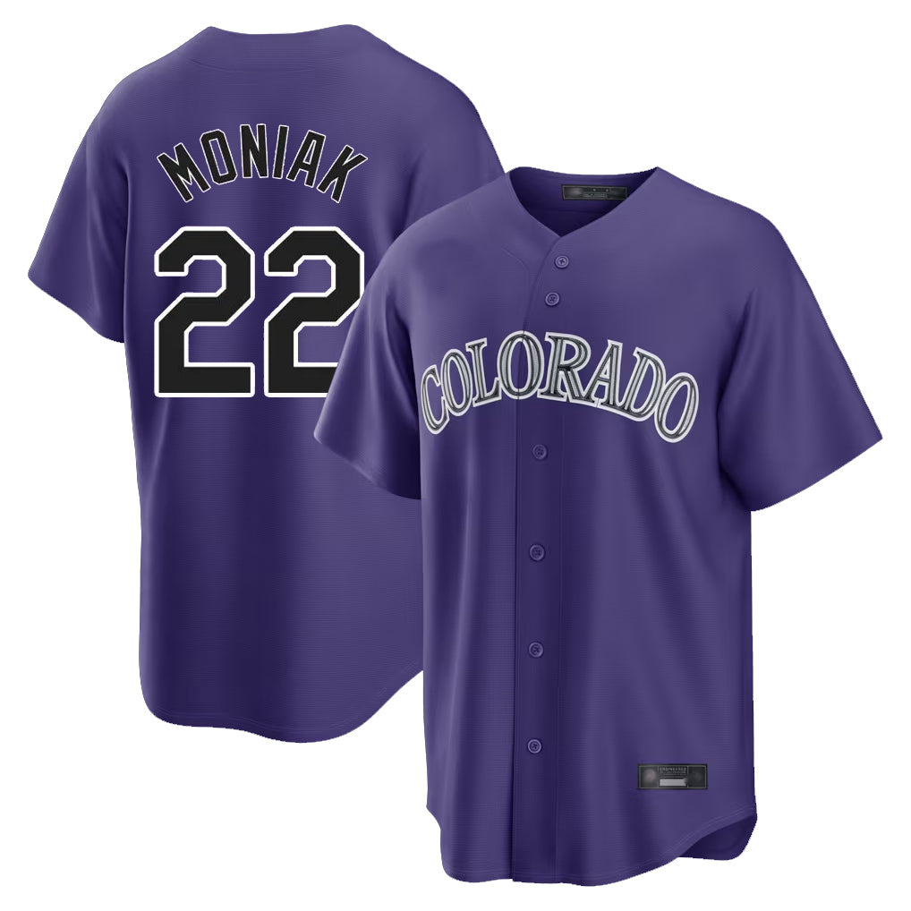 Friene  C.Rockies #22 Mickey Moniak Player Purple Game Home Stitched Jerseys