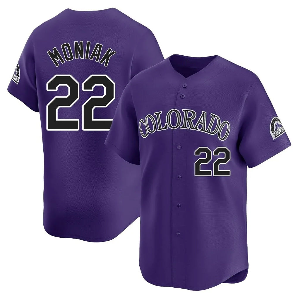 Friene  C.Rockies #22 Mickey Moniak Player Purple Limited Home Stitched Jerseys