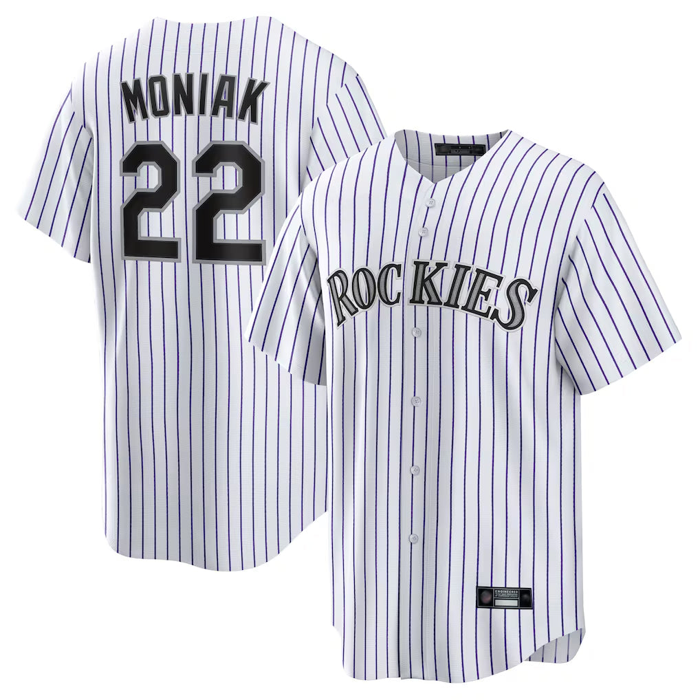 Friene  C.Rockies #22 Mickey Moniak Player White Game Home Stitched Jerseys