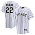 Friene  C.Rockies #22 Mickey Moniak Player White Game Home Stitched Jerseys