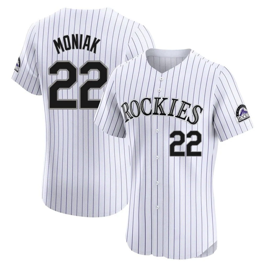 Friene  C.Rockies #22 Mickey Moniak Player White Limited Elite Home Stitched Jerseys