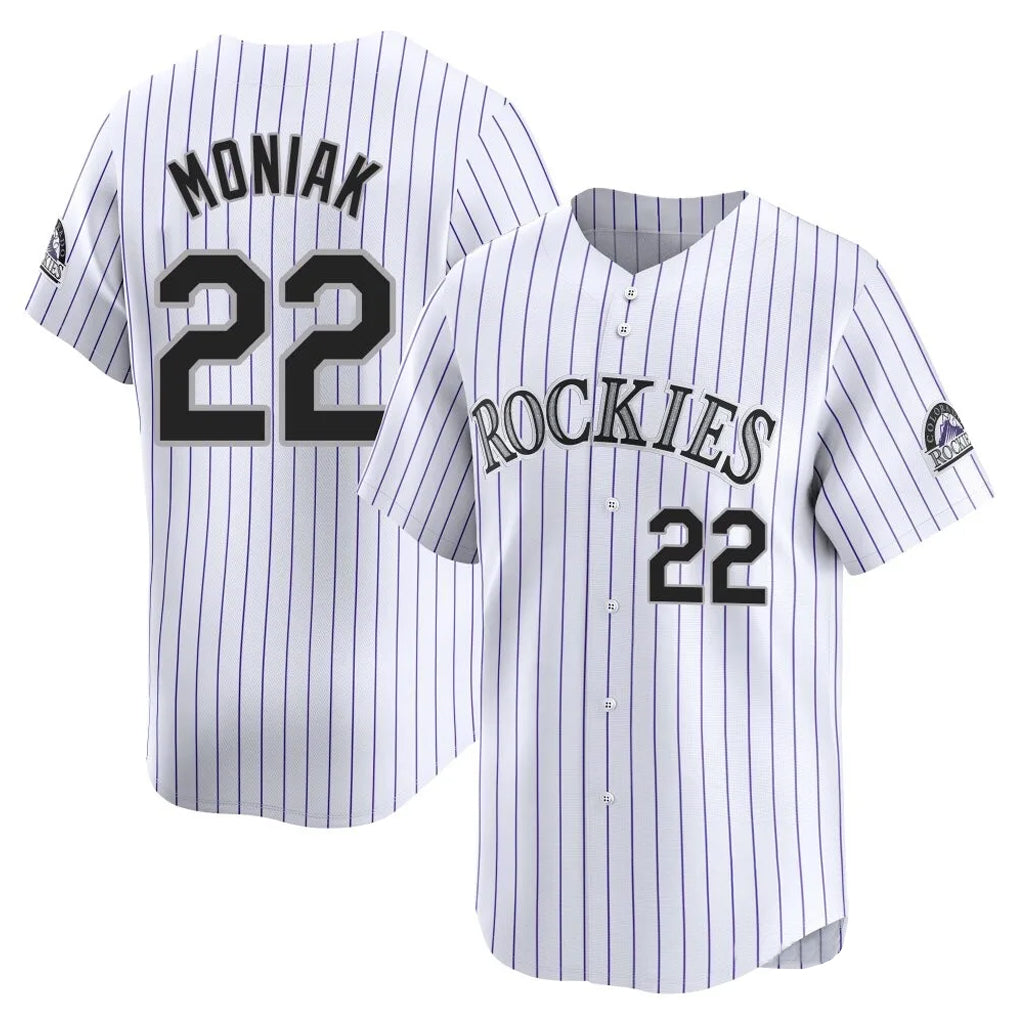 Friene  C.Rockies #22 Mickey Moniak Player White Limited Home Stitched Jerseys