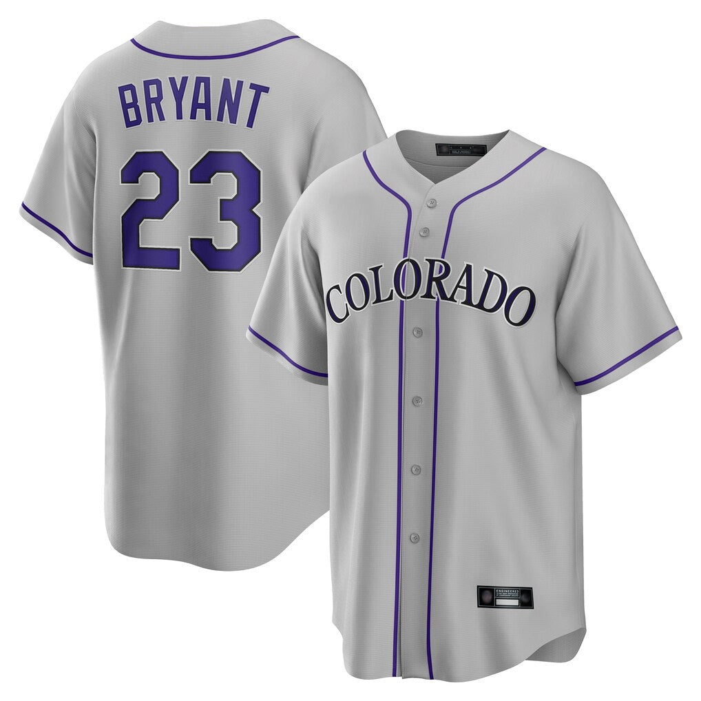 Friene  C.Rockies #23 Kris Bryant Player Gray Game Home Stitched Jerseys