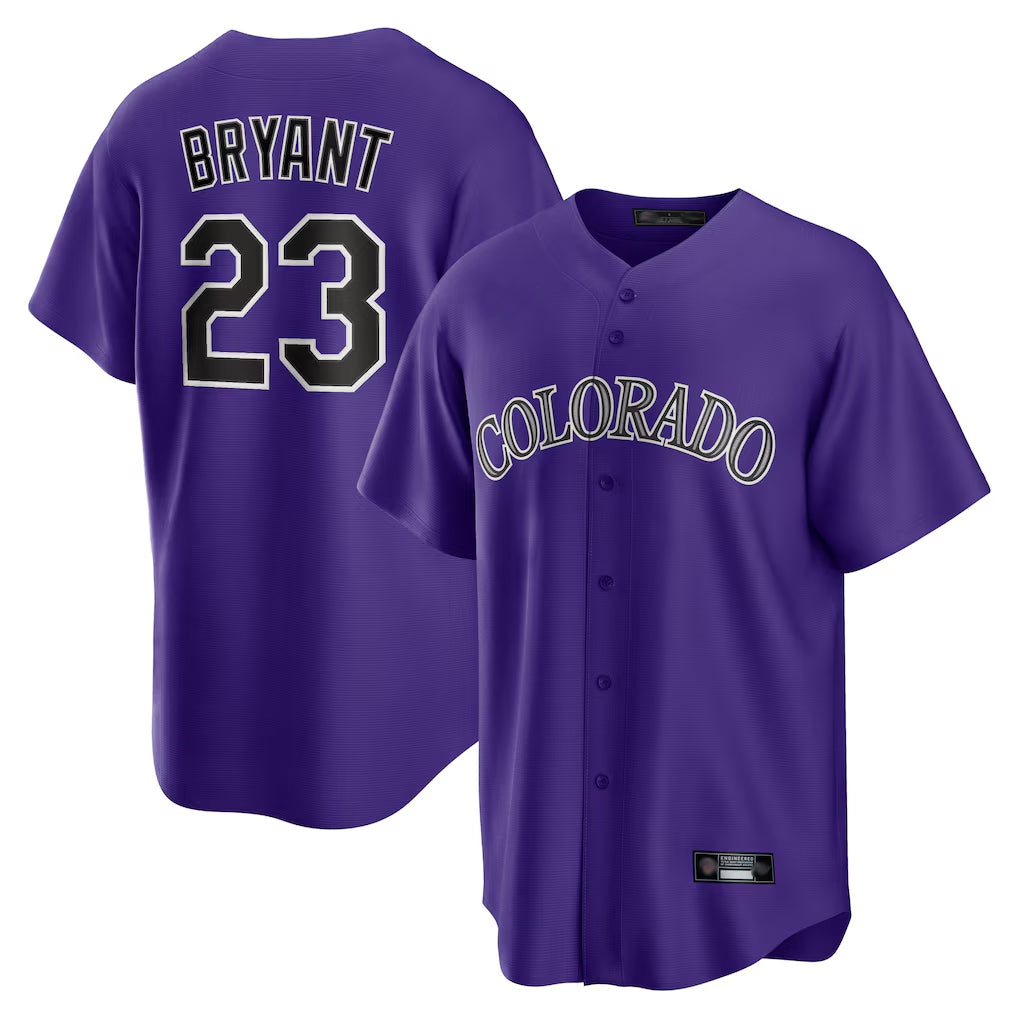 Friene  C.Rockies #23 Kris Bryant Player Purple Game Home Stitched Jerseys