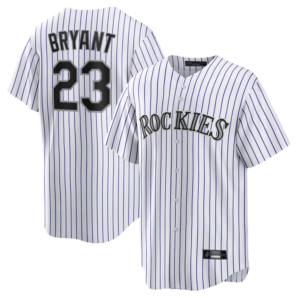 Friene  C.Rockies #23 Kris Bryant Player White Game Home Stitched Jerseys