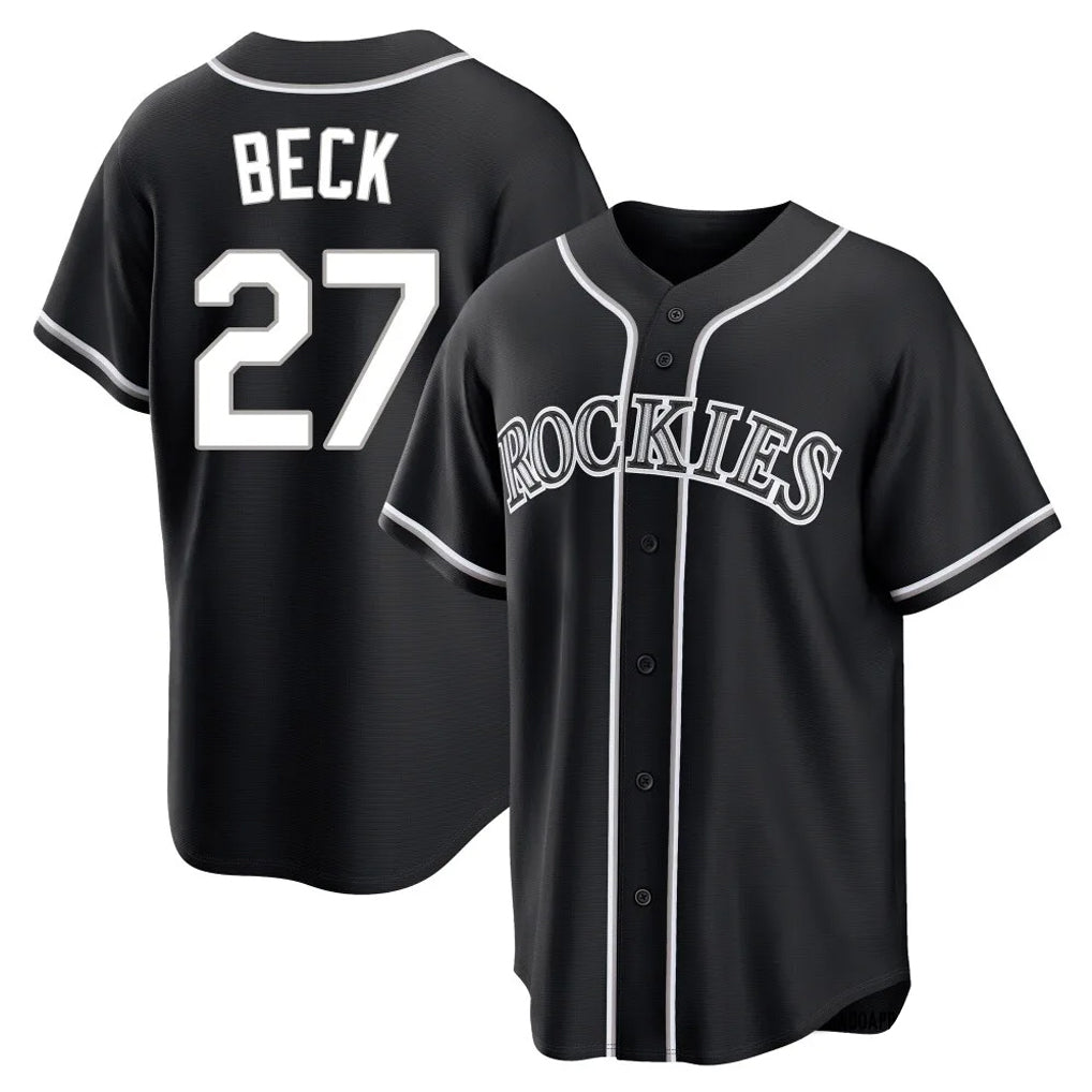 Friene  C.Rockies #27 Jordan Beck Player Black Fashion Out Home Game Stitched Jerseys