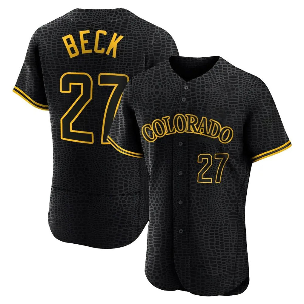 Friene  C.Rockies #27 Jordan Beck Player Black Snake Skin City Limited Elite Home Stitched Jerseys