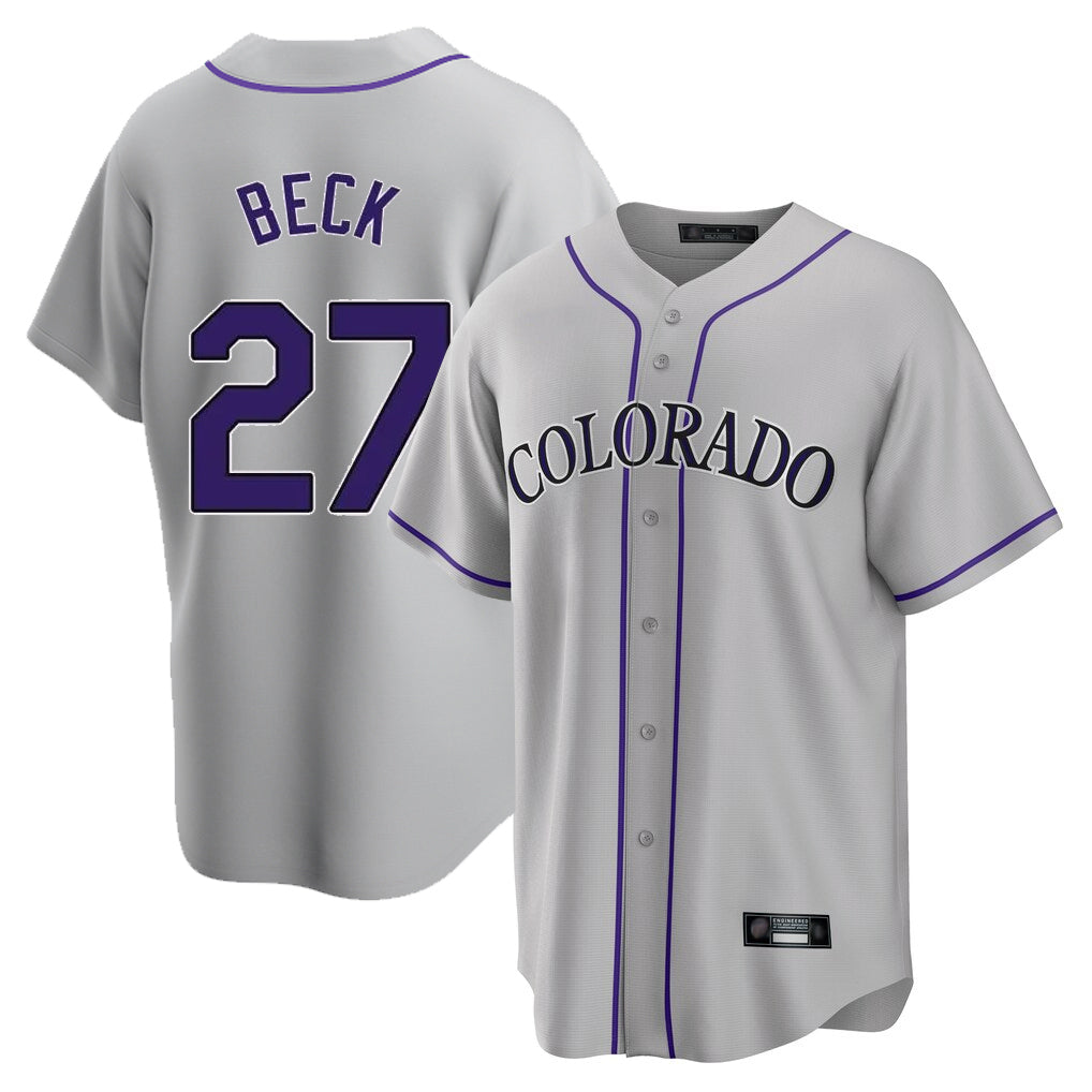 Friene  C.Rockies #27 Jordan Beck Player Gray Game Home Stitched Jerseys