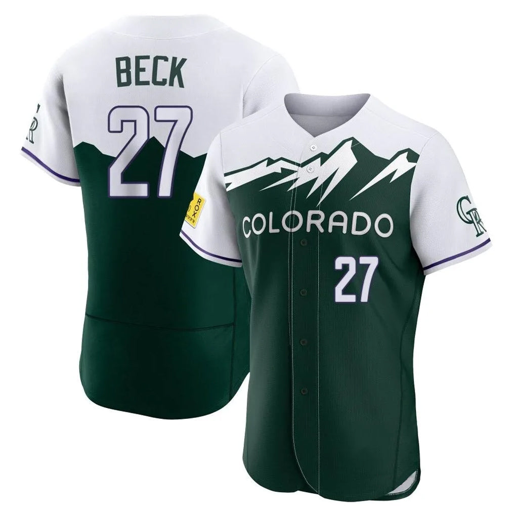 Friene  C.Rockies #27 Jordan Beck Player Green City Connect Limited Elite Home Stitched Jerseys