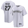 Friene  C.Rockies #27 Jordan Beck Player White Game Home Stitched Jerseys