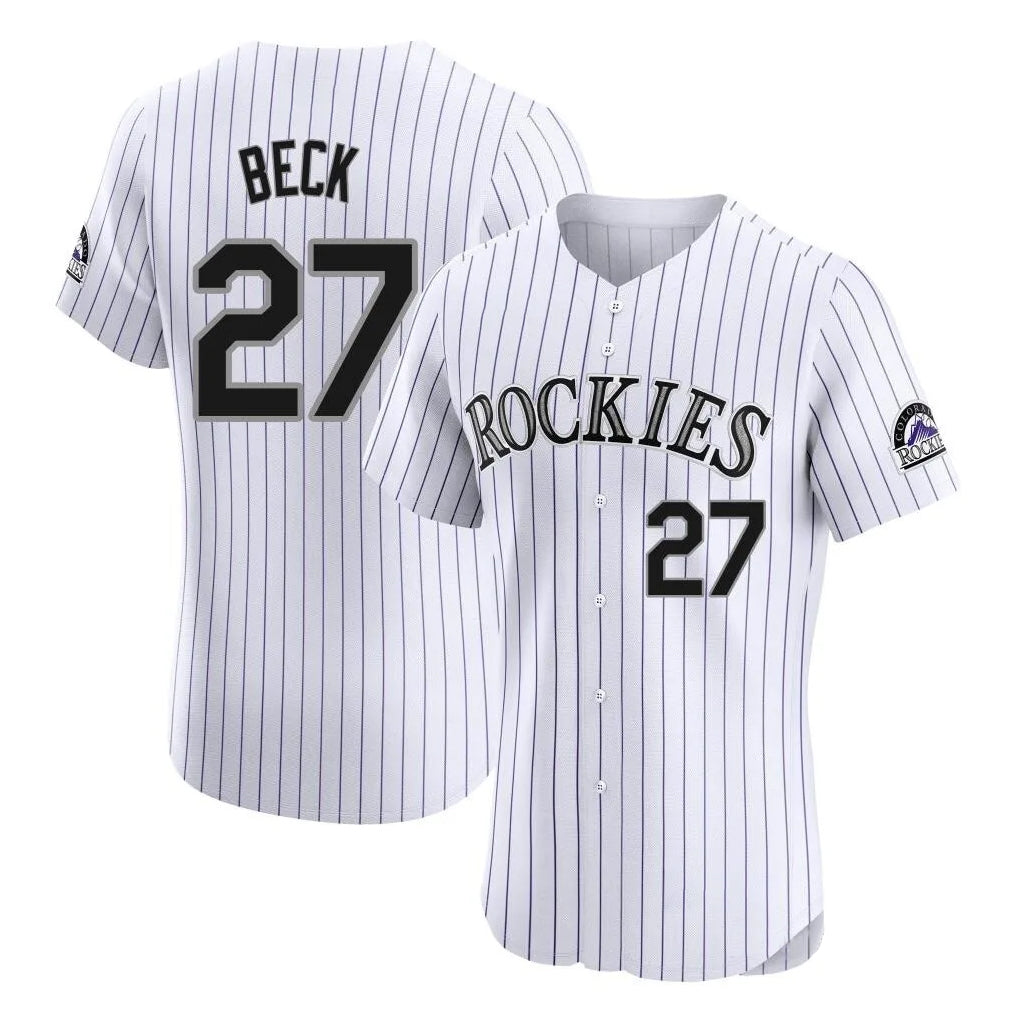 Friene  C.Rockies #27 Jordan Beck Player White Limited Elite Home Stitched Jerseys