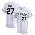 Friene  C.Rockies #27 Jordan Beck Player White Limited Elite Home Stitched Jerseys