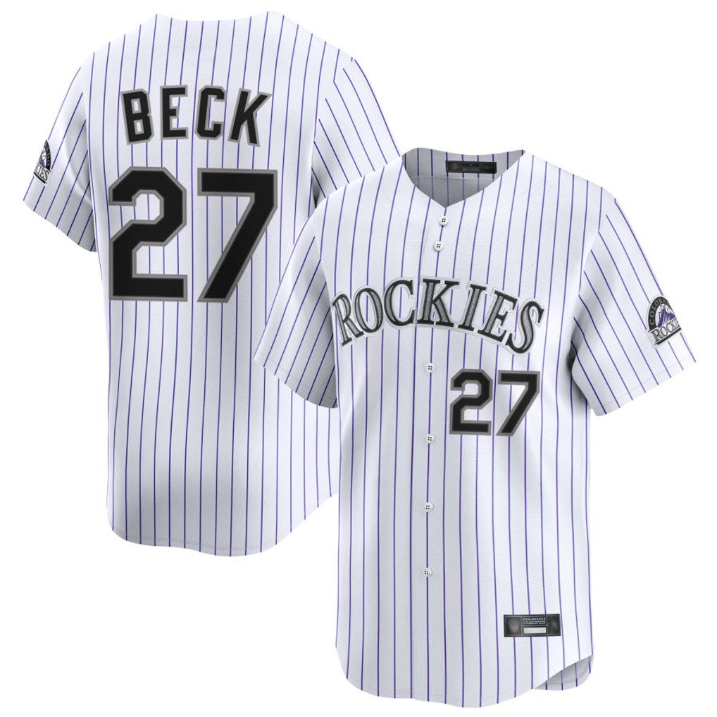 Friene  C.Rockies #27 Jordan Beck Player White Limited Home Stitched Jerseys