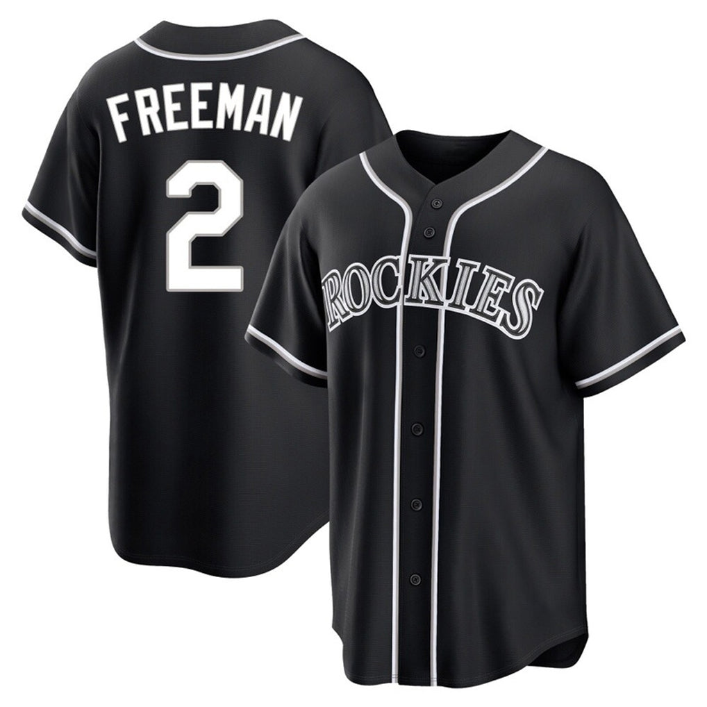 Friene C.Rockies #2 Tyler Freeman Player Black Fashion Out Home Game Stitched Jerseys