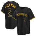 Friene  C.Rockies #2 Tyler Freeman Player Black Snake Skin City Home Game Stitched Jerseys