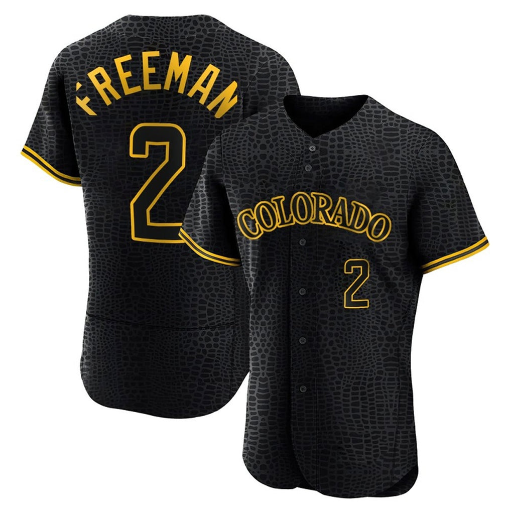 Friene C.Rockies #2 Tyler Freeman Player Black Snake Skin City Limited Elite Home Stitched Jerseys