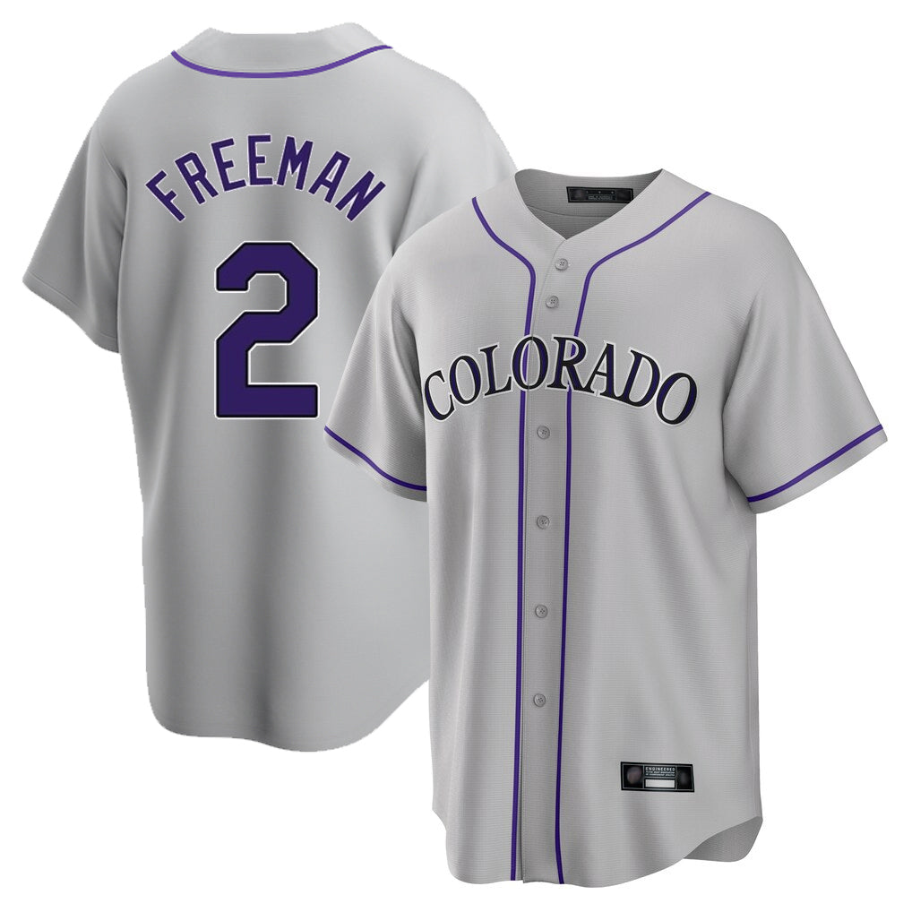 Friene  C.Rockies #2 Tyler Freeman Player Gray Game Home Stitched Jerseys