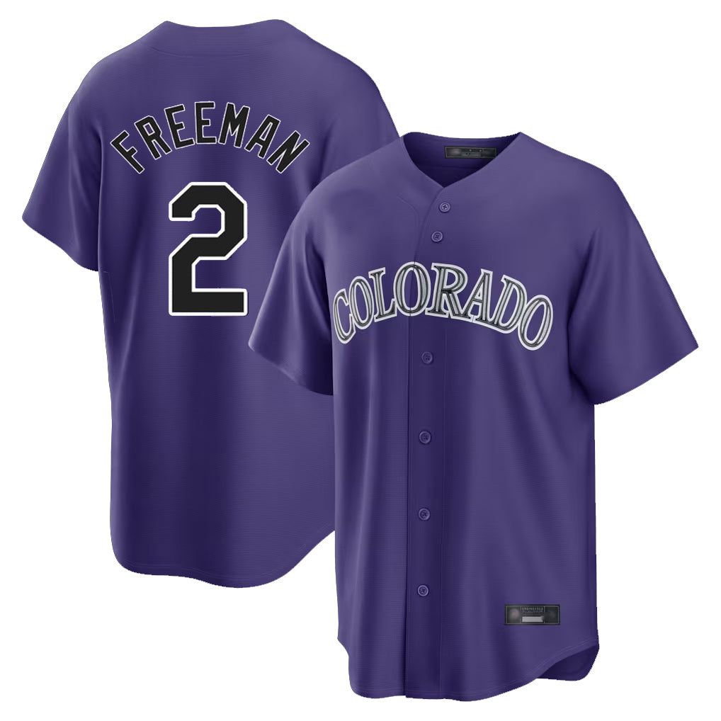 Friene C.Rockies #2 Tyler Freeman Player Purple Game Home Stitched Jerseys