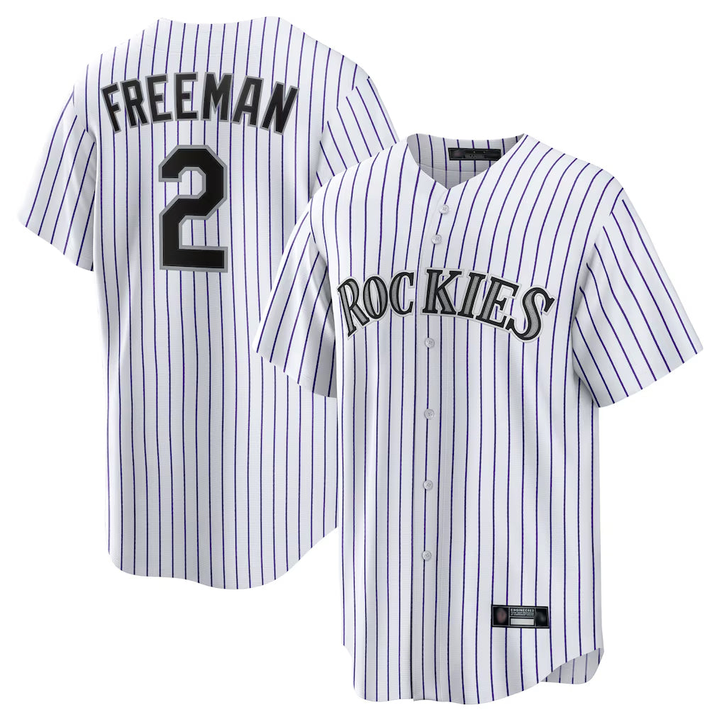 Friene  C.Rockies #2 Tyler Freeman Player White Game Home Stitched Jerseys