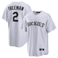Friene  C.Rockies #2 Tyler Freeman Player White Game Home Stitched Jerseys