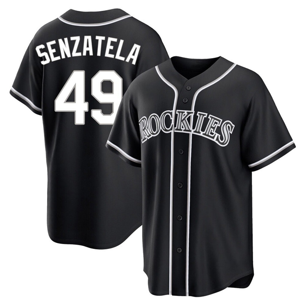 Friene  C.Rockies #49 Antonio Senzatela Player Black Fashion Out Home Game Stitched Jerseys